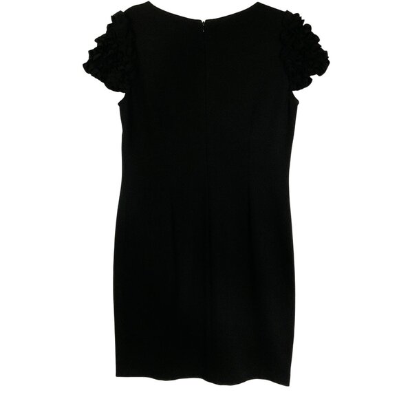 Taylor Black Dress, Ruffled Sleeves, Size 8, Rayon/Nylon/Spandex - Picture 4 of 9